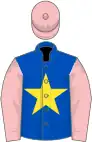 ROYAL BLUE, yellow star, pink sleeves and cap