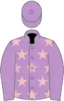 Mauve, pink stars, mauve sleeves and cap