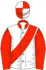 White, scarlet collar, sash and sleeves, quartered cap