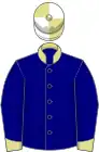 Navy blue, primrose collar and cuffs, primrose and white quartered cap