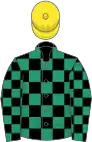 Black and emerald check, yellow cap