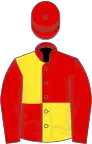 Red and yellow (quartered), red sleeves and cap