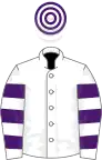 WHITE, PURPLE hooped sleeves and cap