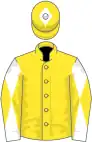 Yellow, white sleeves, yellow diabolo, yellow cap, white diamond