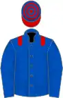 Royal blue, red epaulets, red and royal blue hooped cap