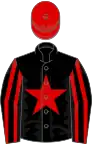 Black, red star, striped sleeves, red cap