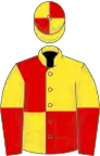 Yellow and red (quartered), halved sleeves, quartered cap