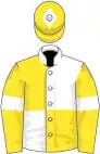 White and yellow quartered, yellow sleeves, white armlet, yellow cap, white diamond