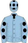 Light blue, black spots on sleeves and cap