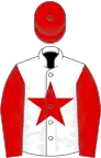 White, red star, sleeves and cap