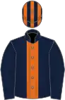 Dark blue, orange stripe, striped cap