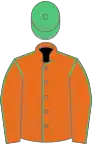 Orange, emerald green seams and cap