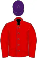 Red, red sleeves, purple cap