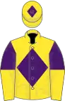 Yellow, Purple diamond, Purple and Yellow halved sleeves, Yellow cap, Purple diamond