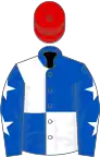 Royal Blue and White (quartered), Royal Blue sleeves, White stars, Red cap