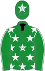 Green, white stars, green sleeves, white seams, green cap, white star