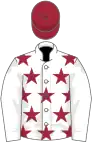 White, maroon stars on body, maroon cap