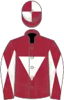 Maroon, white inverted triangle, diabolo on sleeves, quartered cap