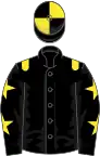 Black, yellow epaulets, stars on sleeves, quartered cap