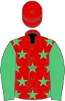 Red, Emerald Green stars and sleeves, Red cap