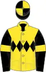 Yellow, black triple diamond, black sleeves, yellow armlets, quartered cap