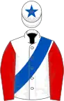 White, Royal Blue sash, Red sleeves, White cap, Royal Blue star