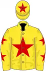 Yellow, red star, stars on sleeves, star on cap