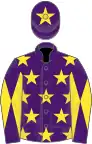 Purple, Yellow stars, diabolo on sleeves and star on cap