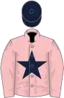 Pink, dark blue star, dark blue cap