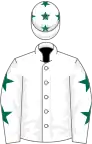 White, Dark Green stars on sleeves and cap