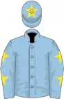 Light blue, yellow stars on sleeves, star on cap