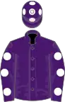 Purple, white spots on sleeves and cap