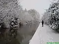 Oxford Canal in the snow south of Aristotle Bridge.