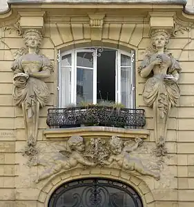 Rococo Revival caryatids of Rue Notre-Dame-des-Champs no. 82, Paris, designed by Constant Lemaire, 1904-1905