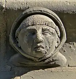 Romanesque mascaron of the Église de la Trinité d'Angers, Angers, France, c.1150-1175, unknown architect or sculptor