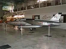 Captured Indian Folland Gnat from 1965 war on display at the PAF Museum Gallery.