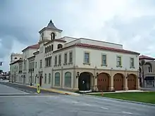 Town Hall from the North, with the doors from the now removed Fire Department.