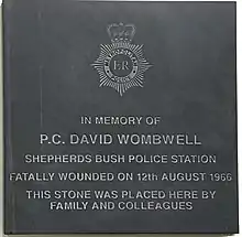 PC David Wombwell memorial plaque