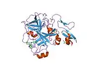 1mq5: Crystal Structure of 3-chloro-N-[4-chloro-2-[[(4-chlorophenyl)amino]carbonyl]phenyl]-4-[(4-methyl-1-piperazinyl)methyl]-2-thiophenecarboxamide Complexed with Human Factor Xa