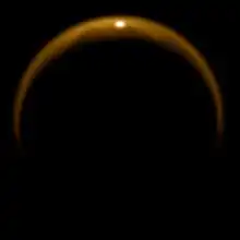 Specular reflection off Jingpo Lacus, observed by the Cassini probe on July 8, 2009