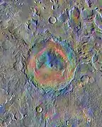 Gale crater - surface materials (false colors; THEMIS; 2001 Mars Odyssey)