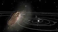 Interstellar object 'Oumuamua exiting the Solar System (artist concept) (animation)