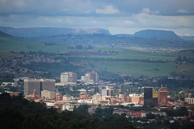 An overview of the city bowl as seen from the hills of Blackridge (suburb)