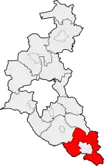 Location of Gmina Dynów within Rzeszów County