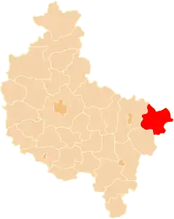 Map showing Koło County in the Greater Poland Voivodeship