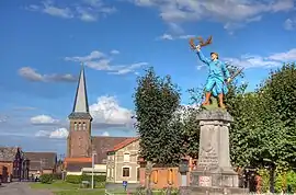 The church and monument to the dead of Lebucquière