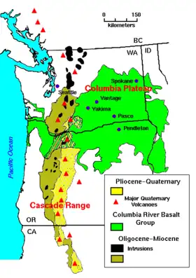 Image 22The Columbia River basalts cover portions of three states (from Geology of the Pacific Northwest)