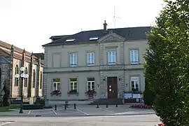 The town hall and boys' school in Padoux