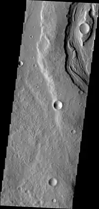 Padus Vallis, as seen by THEMIS.  Padus Vallis is in the Memnonia quadrangle.