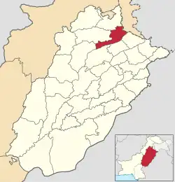 Map of Punjab with Jhelum District highlighted